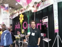 pickOntario at Canada Blooms 2014.  This is Cary Gates our Pesticide and Minor Use Director handing our balloons